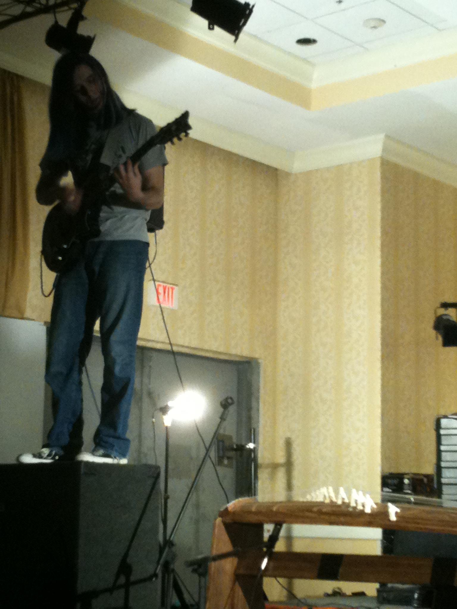 Nat Morkan, nailing the guitar solo in GRAVITY. Photo by Amanda Manzanares